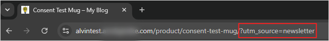 Product page link with UTM tracking parameters for a newsletter