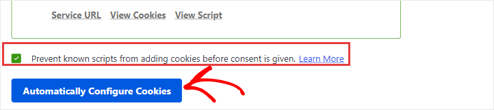 wpconsent scanner configure cookies button