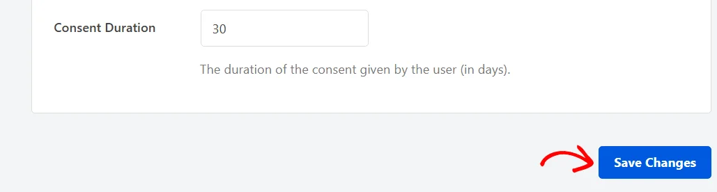 The Save Changes button at the bottom of the Cookies Configuration panel