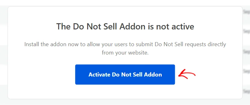 Una tarjeta que dice No se ha activado el complemento "No vender", con una flecha apuntando al botón "Activar complemento No vender".