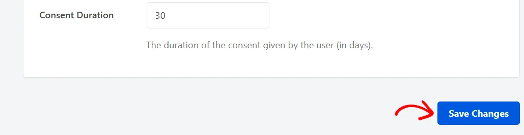 El botón Guardar cambios en la parte inferior del panel Configuración de cookies