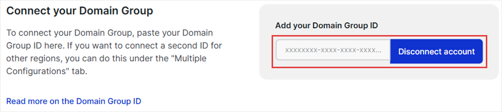 The Cookiebot plugin settings with the field where you paste your Domain Group ID.