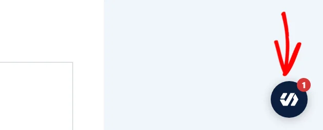 The minimized Inspector as a round WPConsent icon in the corner of the page, with a red badge showing 1 and an arrow pointing at it